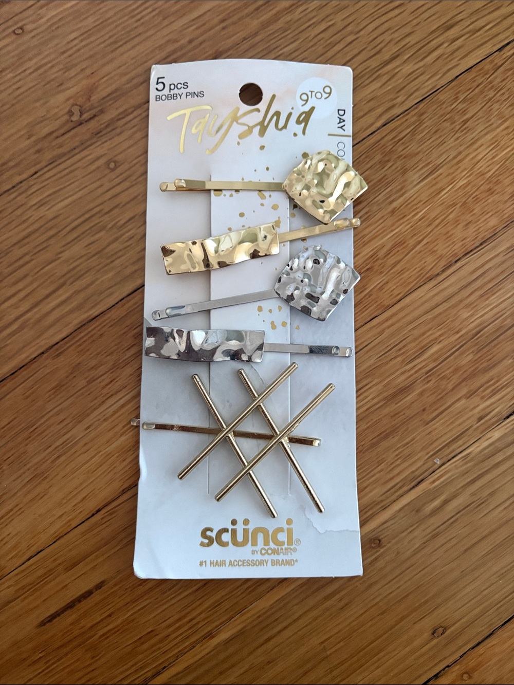 scunci Mixed Gold and Silver Textured Bobby Pin Set